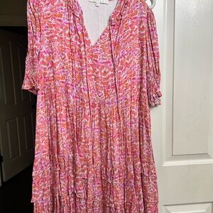 Karlie Pink and Orange Patterned Dress